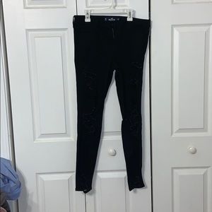 Black ripped hollister jeans